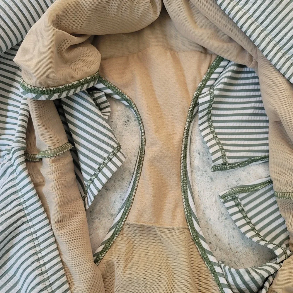 Swim by Cacique Skirted‎ Swimsuit Bottom Size 24 Green White Stripe Pool Beach